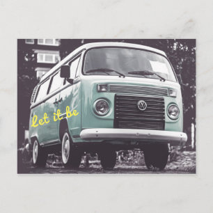 Cartão Postal Que Seja Hippy Flower Child Van