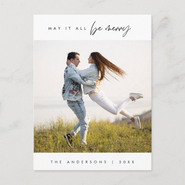 Cartão Postal Que tudo seja alegre, foto de família de Natal (Frente)