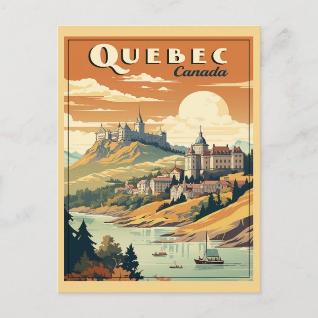 Cartão Postal Quebec, Canadá retrô (Frente)