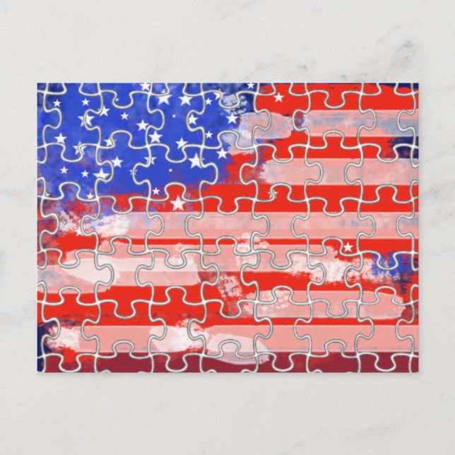 Cartão Postal quebra-cabeça da bandeira da américa (Frente)