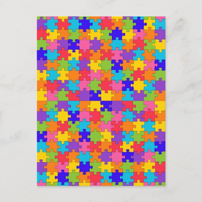 Cartão Postal quebra-cabeça de autismo (Frente)