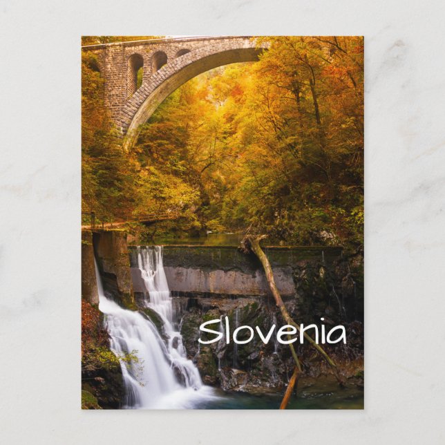 Cartão Postal Quebra d'água no desfiladeiro de Vintgar Gorge no  (Frente)