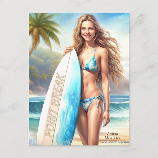 Cartão Postal Quebra de Ponto de Ação de Rapariga (Frente)