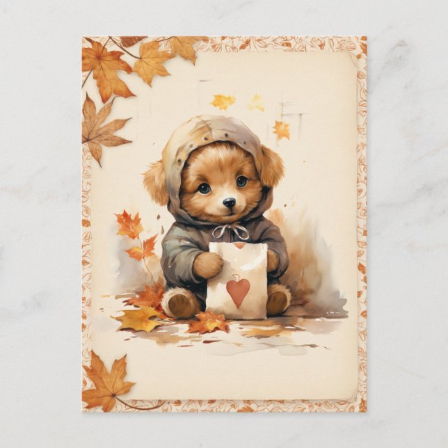 Cartão Postal Queda Aquarela Cãibras com letra (Frente)