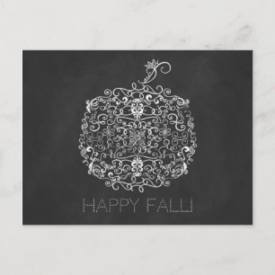 Cartão Postal Queda de Chalkboard Filigree Pumpkin outono outono