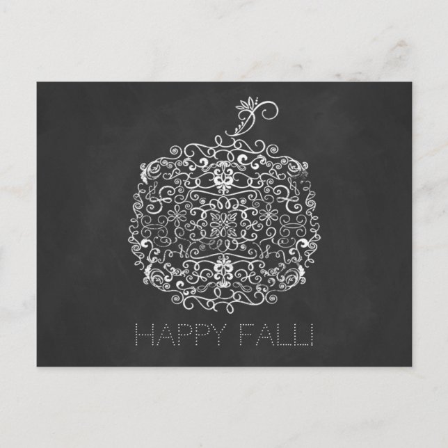 Cartão Postal Queda de Chalkboard Filigree Pumpkin outono outono (Frente)