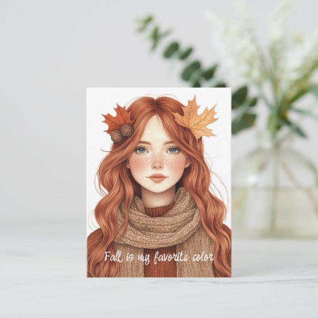 Cartão Postal Queda é a minha cor favorita (Em pé/Frente)