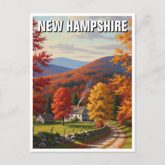 Cartão Postal Queda em New Hampshire Viagem (Frente)
