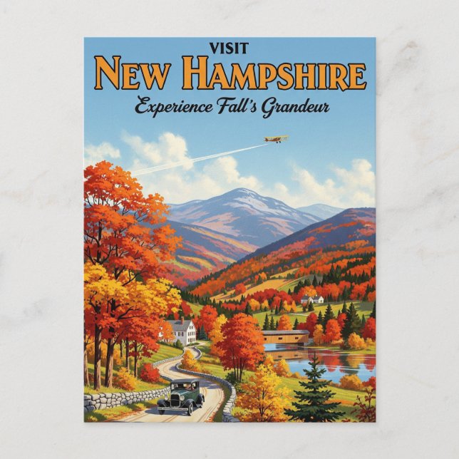 Cartão Postal Queda em New Hampshire Viagem (Frente)
