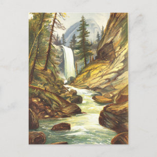 Cartão Postal Queda Vernal, Vale Yosemite, Cartão-postal Vintage