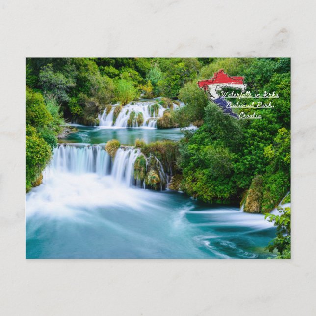 Cartão Postal Quedas de água no Parque Nacional de Krka, Croácia (Frente)