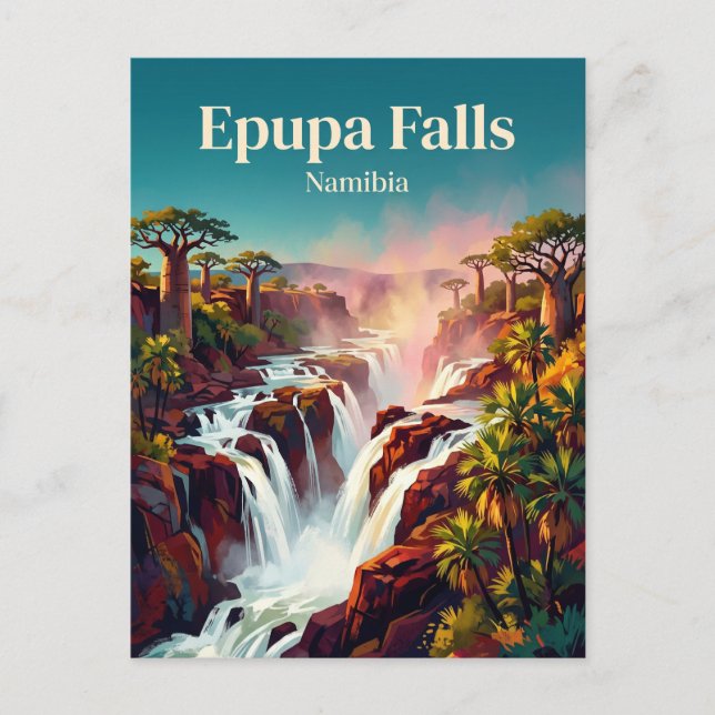 Cartão Postal Quedas de Epupa Namíbia (Frente)