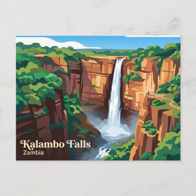 Cartão Postal Quedas de Kalambo Zâmbia (Frente)
