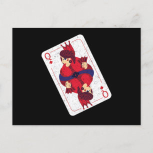 Cartão Postal Queen Hearts Playing Cards Casino Poker Game Gift
