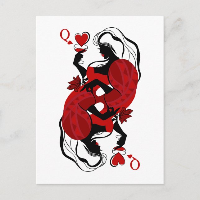 Cartão Postal Queen of hearts. Fashion playing card (Frente)