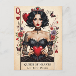 Cartão Postal Queen of Hearts Gothic Tarot Postcard