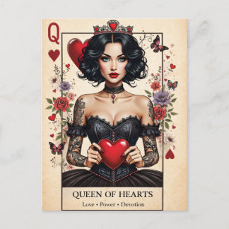 Cartão Postal Queen of Hearts Gothic Tarot Postcard 