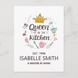 Cartão Postal Queen of the Kitchen Custom Name Design