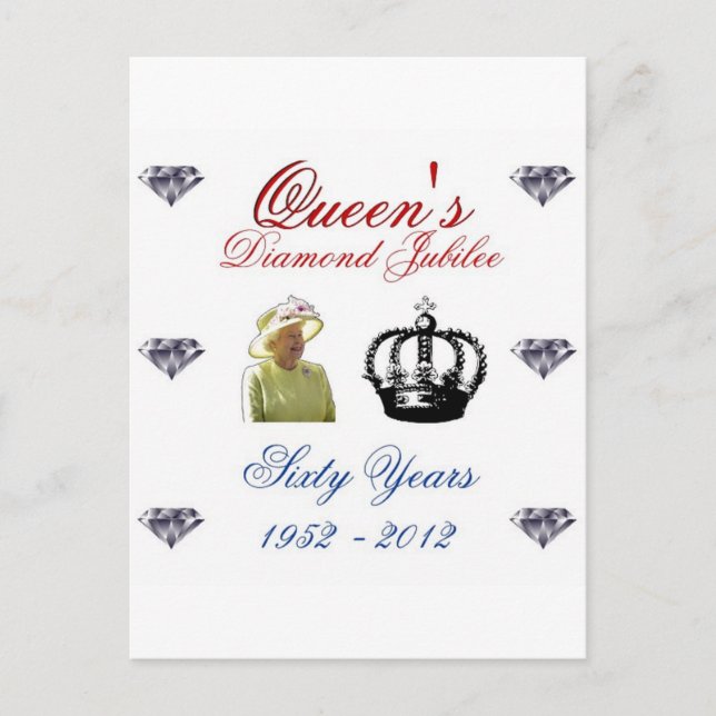 Cartão Postal Queens Diamond Jubilee 1952-2012 60 Anos (Frente)