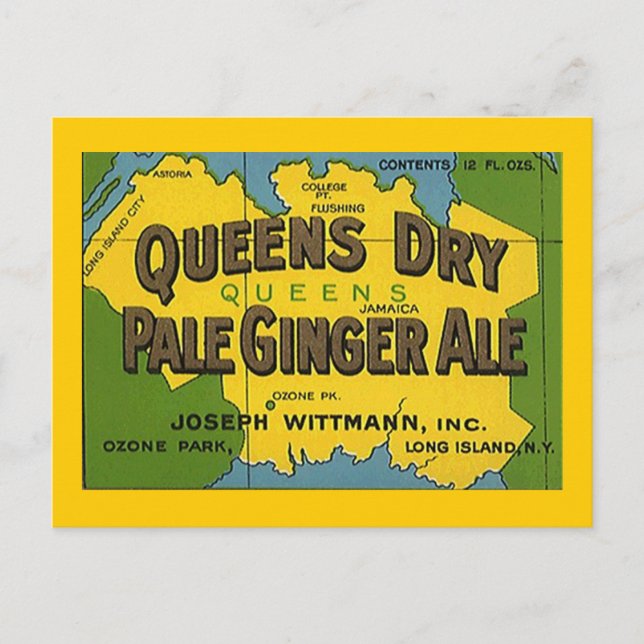 Cartão Postal Queens Dry Pale Ginger Ale Ozone Park POSTCARD (Frente)