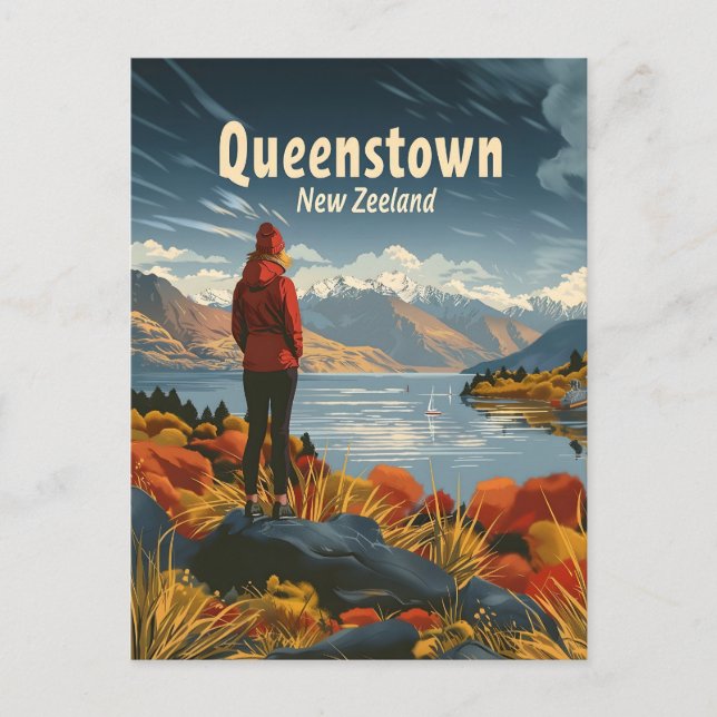 Cartão Postal Queenstown New Zeeland Viagem (Frente)