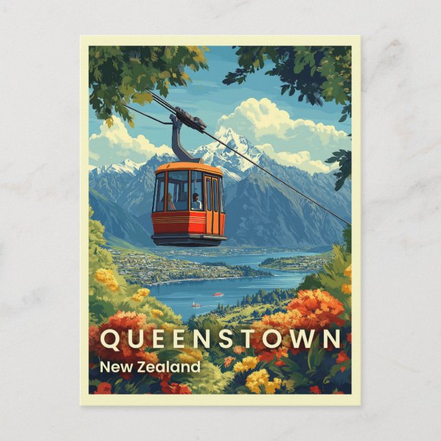 Cartão Postal Queenstown, Nova Zelândia Incrível Vista de Montan (Frente)