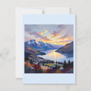 Cartão Postal Queenstown - Nova Zelândia - Lake Wakatipu Sunset