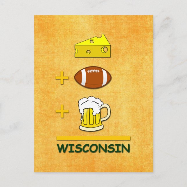 Cartão Postal Queijo Futebol Beer Wisconsin Engraçado Matemática (Frente)