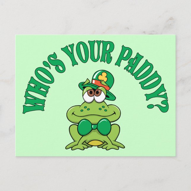 Cartão Postal Quem é o seu Sapo Irlandês Paddy (Frente)