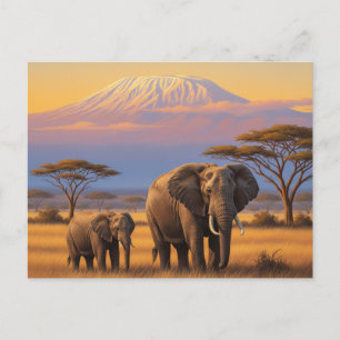 Cartão Postal Quênia Amboseli - Elefantes do Parque Nacional