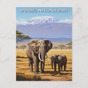 Cartão Postal Quênia Amboseli - Elefantes do Parque Nacional