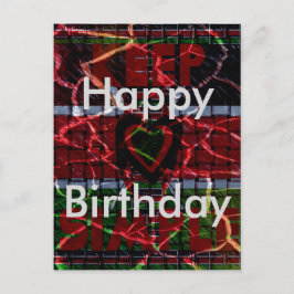 Cartão Postal Quênia Feliz Aniversário Rasta Cores Texto