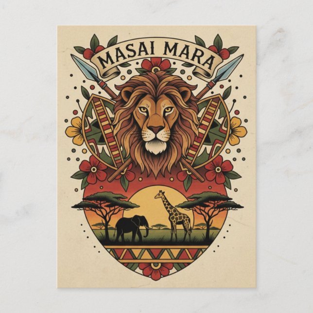 Cartão Postal Quênia Masai Mara (Frente)