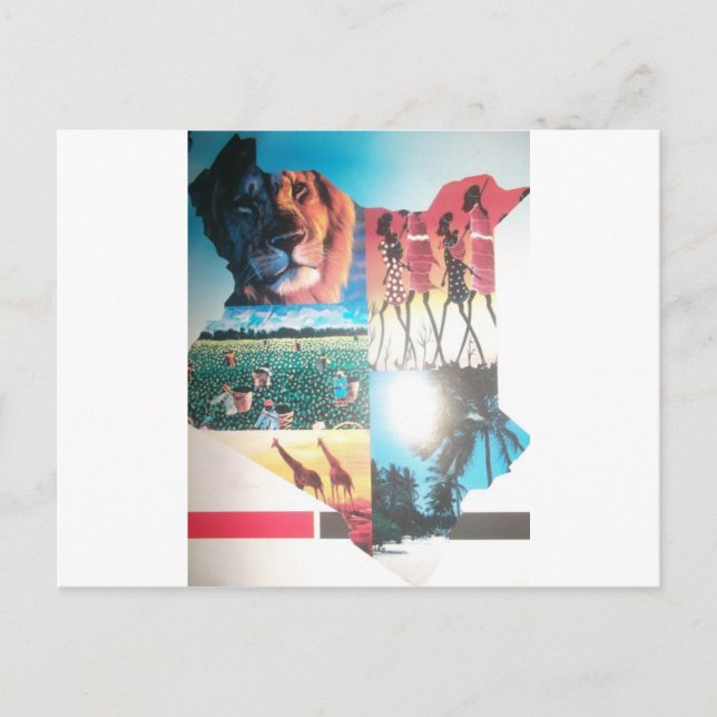 Cartão Postal Quênia: Vida Selvagem, Cultura e Praia Costeira (Frente)