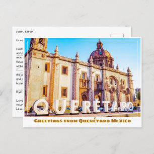 Cartão Postal Querétaro México - Sinal e Igreja