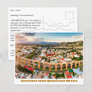 Cartão Postal Querétaro México - Visão Geral do Aqueduto