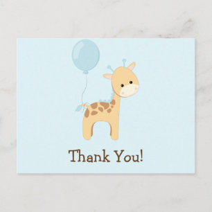 Cartão Postal Querida Girafa, Azul, Selva Animal Obrigado
