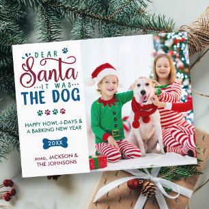 Cartão Postal Querido Papai Noel foi o Cachorro Crianças Diverti