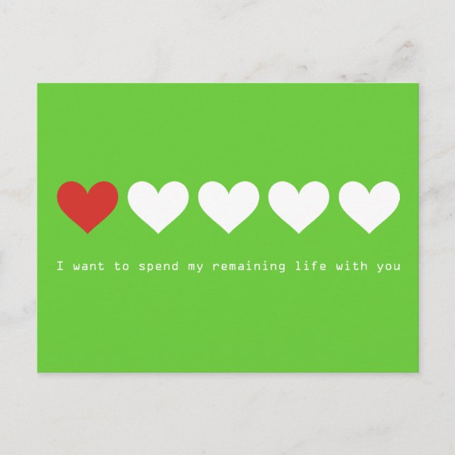 Cartão Postal Quero passar minha vida restante com você (Frente)