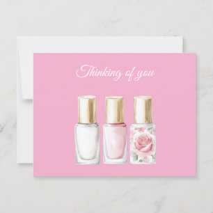 Cartão Postal Quic Pink Rose Floral Nail Polonês Pensando em voc
