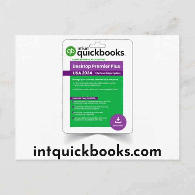 Cartão Postal Quickbooks Desktop Premier 2024- intquickbooks.com (Frente)