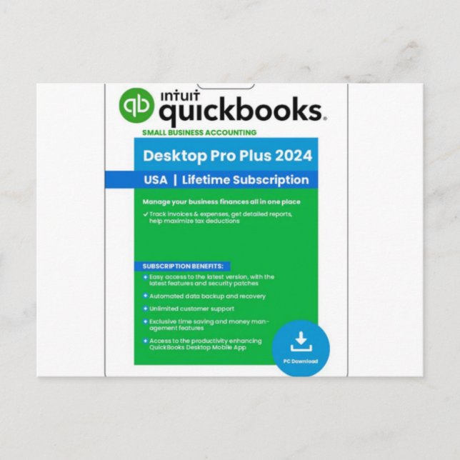 Cartão Postal Quickbooks Desktop Pro 2023 - intquickbooks.com (Frente)