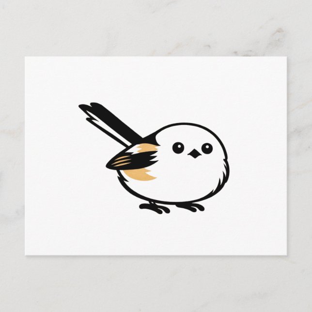 Cartão Postal Quiet Minimal Long-Tailed Tit Illustration (Frente)