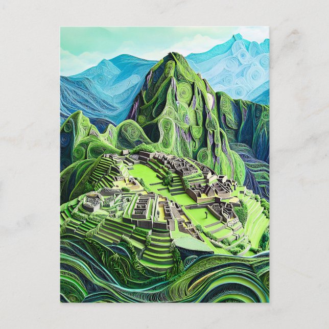 Cartão Postal Quilling Machu Picchu Sítio Arqueológico (Frente)
