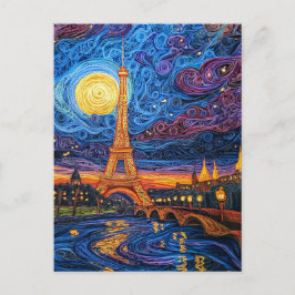 Cartão Postal Quilling Moonlit Eiffel Tower em Paris