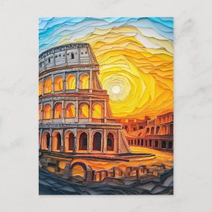 Cartão Postal Quilling Pôr do sol no Coliseu em Roma