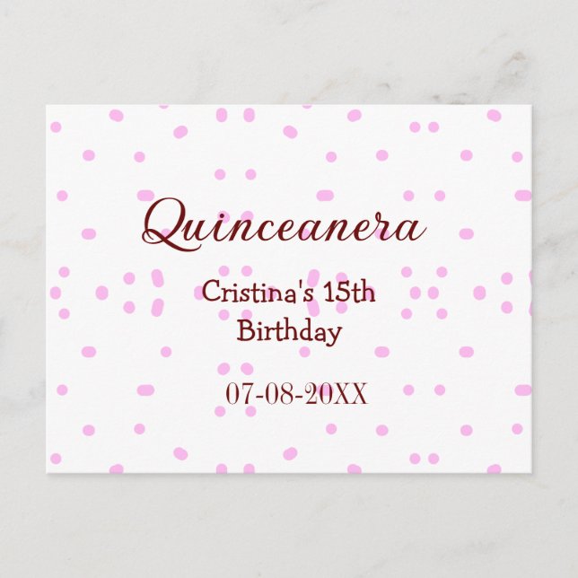 Cartão Postal Quinceanera anos 15º aniversário adicionar nome po (Frente)
