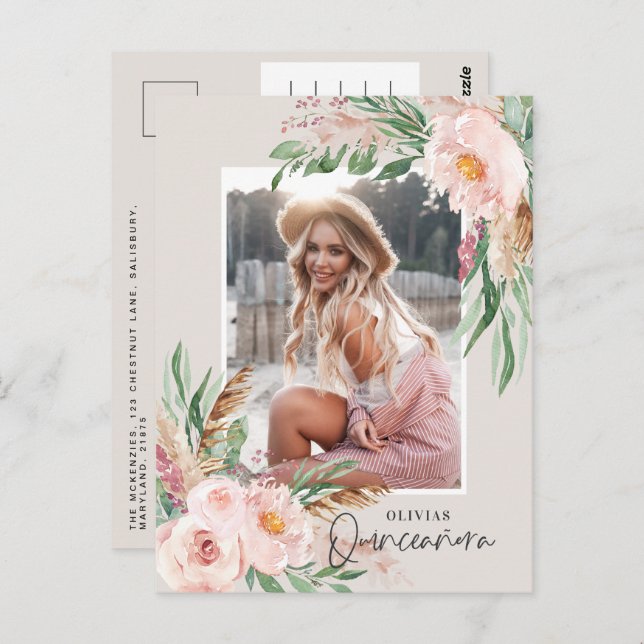 Cartão Postal Quinceañera Pink - Garota Rosa Fotograma Fotoanive (Frente/Verso)
