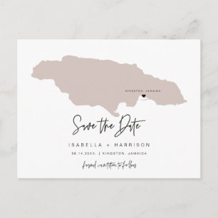 Cartão Postal QUINN- Jamaica Map Save the Date Moveable Heart