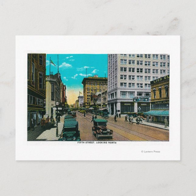 Cartão Postal Quinta Rua Olhando para o Norte, San Diego (Frente)